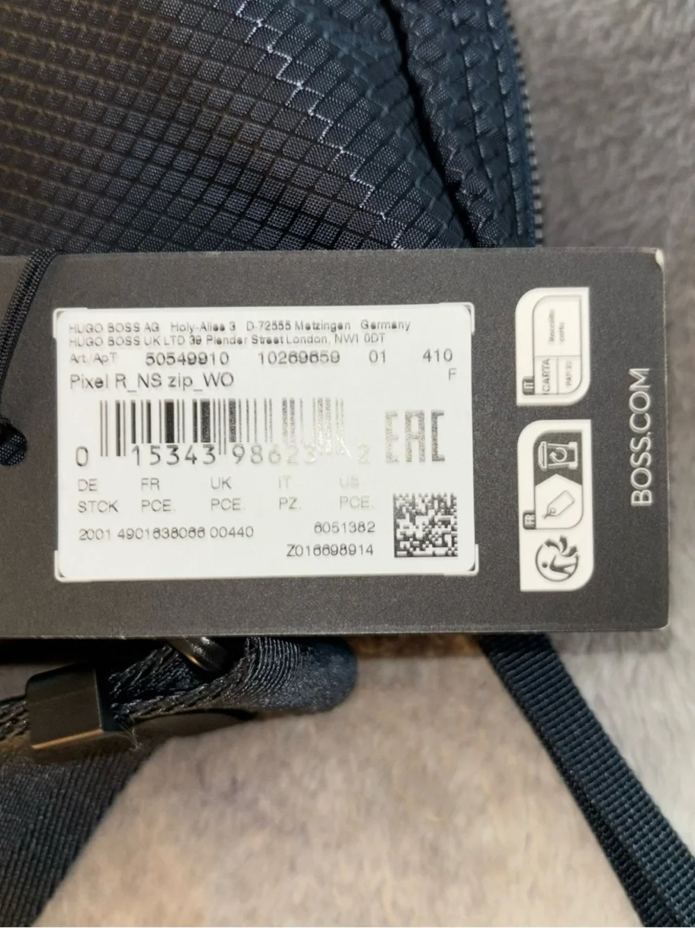 HUGO BOSS Pixel Black Ripstop Crossbody Bag NWT 50549910